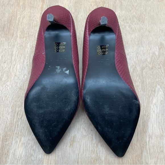 ALDO Maroon Reptile Print Women’s Heels Pumps Size 7 - Picture 11 of 13